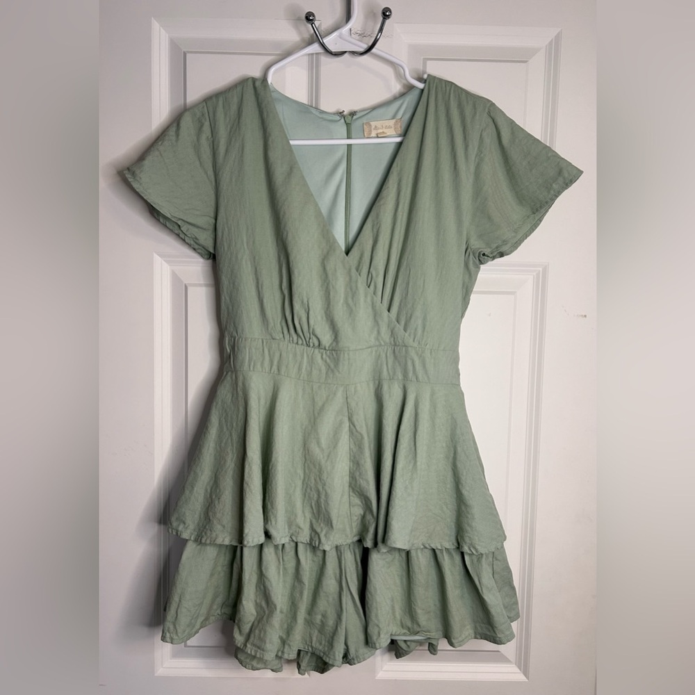 Altar'd‎ State Light Green Tiered Romper